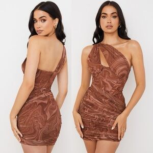 House of CB Clementine Swirl Print Cut Out Mini Dress